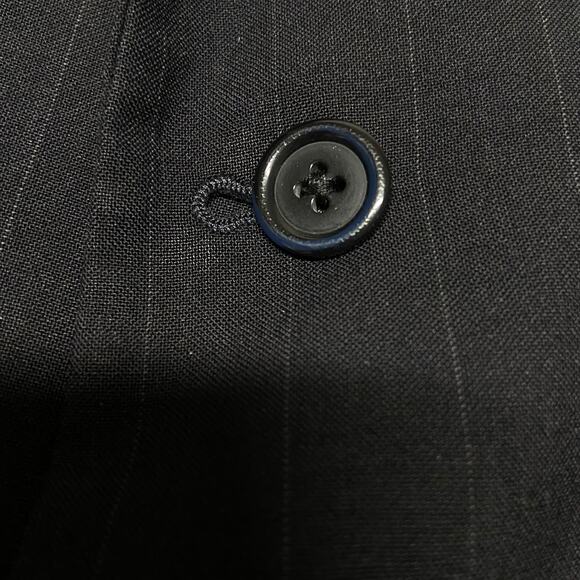 Jos A Bank Blazer Suit Jacket Sport Coat 100% Wool 52L Black Pin Stripe EUC - Picture 3 of 11